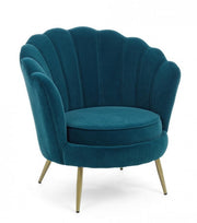 Fauteuil rétro vintage en velours bleu canard cm 80 x 76 x84 h