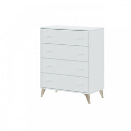 Coffre de tiroirs à pieds hauts blancs 77,5 x 40 x 95 h cm
