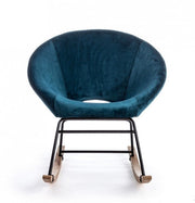 Fauteuil à bascule Annika effet velours bleu canard
