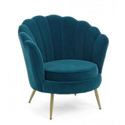 Fauteuil rétro vintage en velours bleu canard cm 80 x 76 x84 h