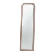 Miroir de sol ovale en bois crème vieilli mat cm50xh170x2