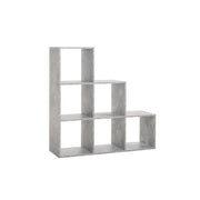 Etagère bibliothèque 6 compartiments couleur béton 116x33xh.118 cm