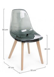 Chaise design en polycarbonate fumé Easy avec pieds en bois