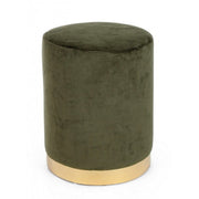 Pouf effet velours vert avec bande dorée 35 x 40 h