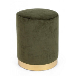Pouf effet velours vert avec bande dorée 35 x 40 h