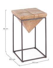 Tabouret en acier avec assise en bois de sapin PRISMY 25,5x25,5x h46 cm