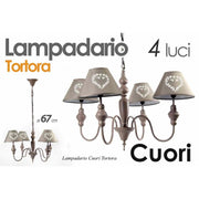 Lustre avec 4 lumières de style Tortora minables avec paralumi