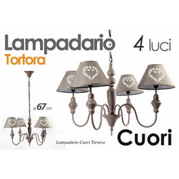 Lustre avec 4 lumières de style Tortora minables avec paralumi