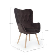 Fauteuil Juliette en velours gris marmotte