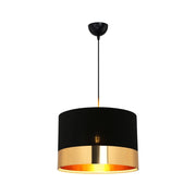 Lampe à suspension Alfina en tissu noir avec bande dorée ASZ1665
