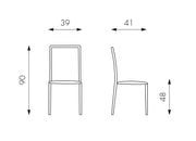 Chaise en similicuir chocolat 41x39x90h cm