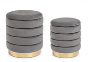 Set2 Pouf Container Darina Grigio en velours