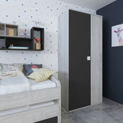 Armoire 90x52x223h 2 portes usé blanc anthracite