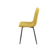 Chaise rembourrée jaune avec coutures en losange L 43 x P 45 x H 91 cm