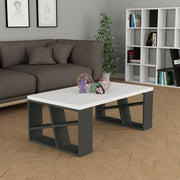 Table de salon Honey avec plateau blanc et pieds anthracite