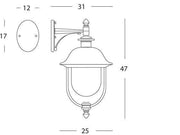 Applique en bas de ligne gris rustique E27 inférieure