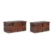 Lot de 2 coffres marron en bois style fusion