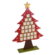 Calendrier de l'avent sapin bois rouge cm36x8h53
