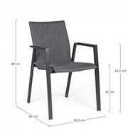 Chaise de jardin anthracite avec accoudoirs Bizzotto