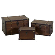 Coffre 1-3 en bois éco-cuir marron