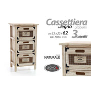Meubles meubles maison bois naturel 3 tiroirs 34 x 25 x 62 h cm cm