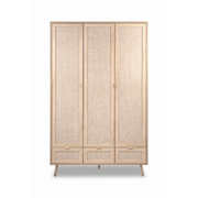 Armoire Bali 60B avec 3 portes et 3 tiroirs effet osier