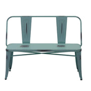 Banc en fer bristol bleu antique avec dossier cm51x111h82,5