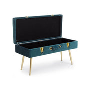 Banc en velours avec rangement POLINA Bleu 80x34x h42 cm