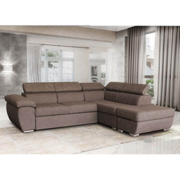 Canapé d'angle Fiona avec péninsule droite gris éléphant 95