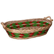 Tressage de panier en osier ovale rouge vert naturel cm55x43h13