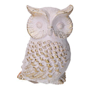 Chouette en résine blanche 14x14h19 cm