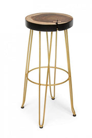 Tabouret de bar en bois doré style Atmosphere
