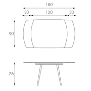 Table extensible avec plateau en verre trempé blanc 120/180x90h cm