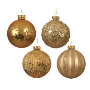Boule de Noël dorée assortie décorée de paillettes Ø8cm