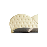 Lit double avec rangement en éco-cuir crème 215x220xh.122 cm