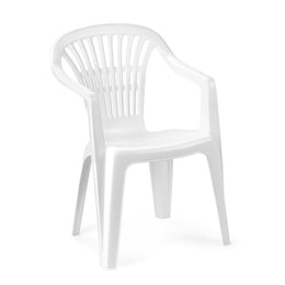 Chaise scilla en résine en plastique blanc dur empilable avec des accoudoirs