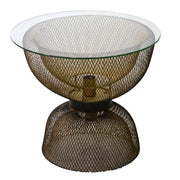 Table ronde en métal noir avec lampe cmø51h45