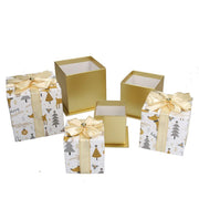 Boîte en carton 1-3 carré or blanc cm14x14h12,5