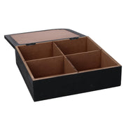 Boîte à thé carrée en bois noir cm20x20h6