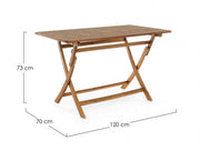 Table de jardin pliante rectangulaire 120x70x h73 cm