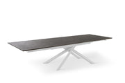 Table extensible avec plateau rouille et pieds blancs 170/270x90x76h cm