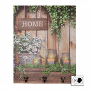 Cintre en bois 3 places avec fleurs led cm40x50x1,8