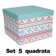 Boîte en carton 1-5 carré multicolore cm27,7x27,7h19,3