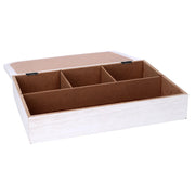 Boîte à thé rectangulaire en bois blanc cm20x6x29