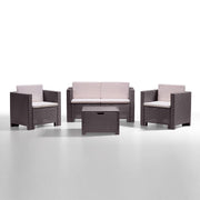 Salon Capri en résine marron 4 mcx avec coussins