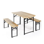 Set de jardin table et deux bancs en bois et acier Verdelook