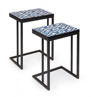 Ensemble de 2 tables basses NEAPOLIS en acier avec plateau en mdf décoré avec impression 62,5h 56h cm