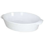 Boulanger Ovale 34x22 H8,5 Anneaux Grès Blanc