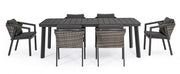 Ensemble table + 6 chaises Cordova anthracite