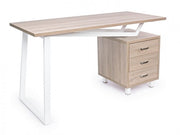Bureau en bois blanc avec commode Armande cm 140 x60 x 76 h